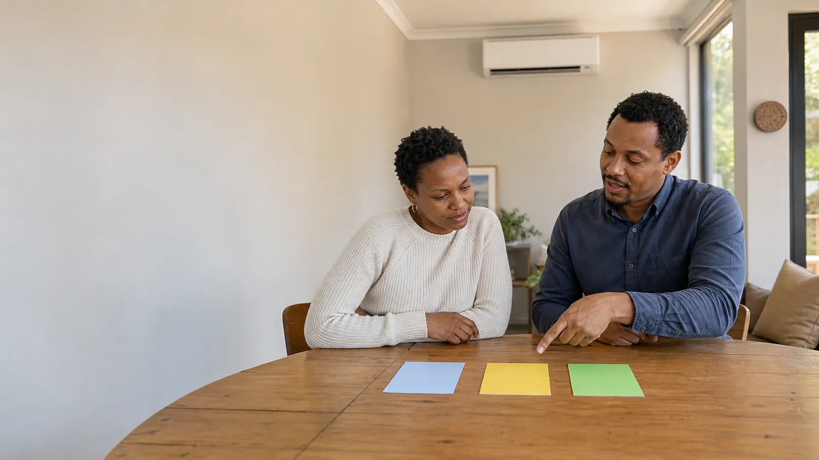 Adviser explaining the three-step aircon quote comparison process