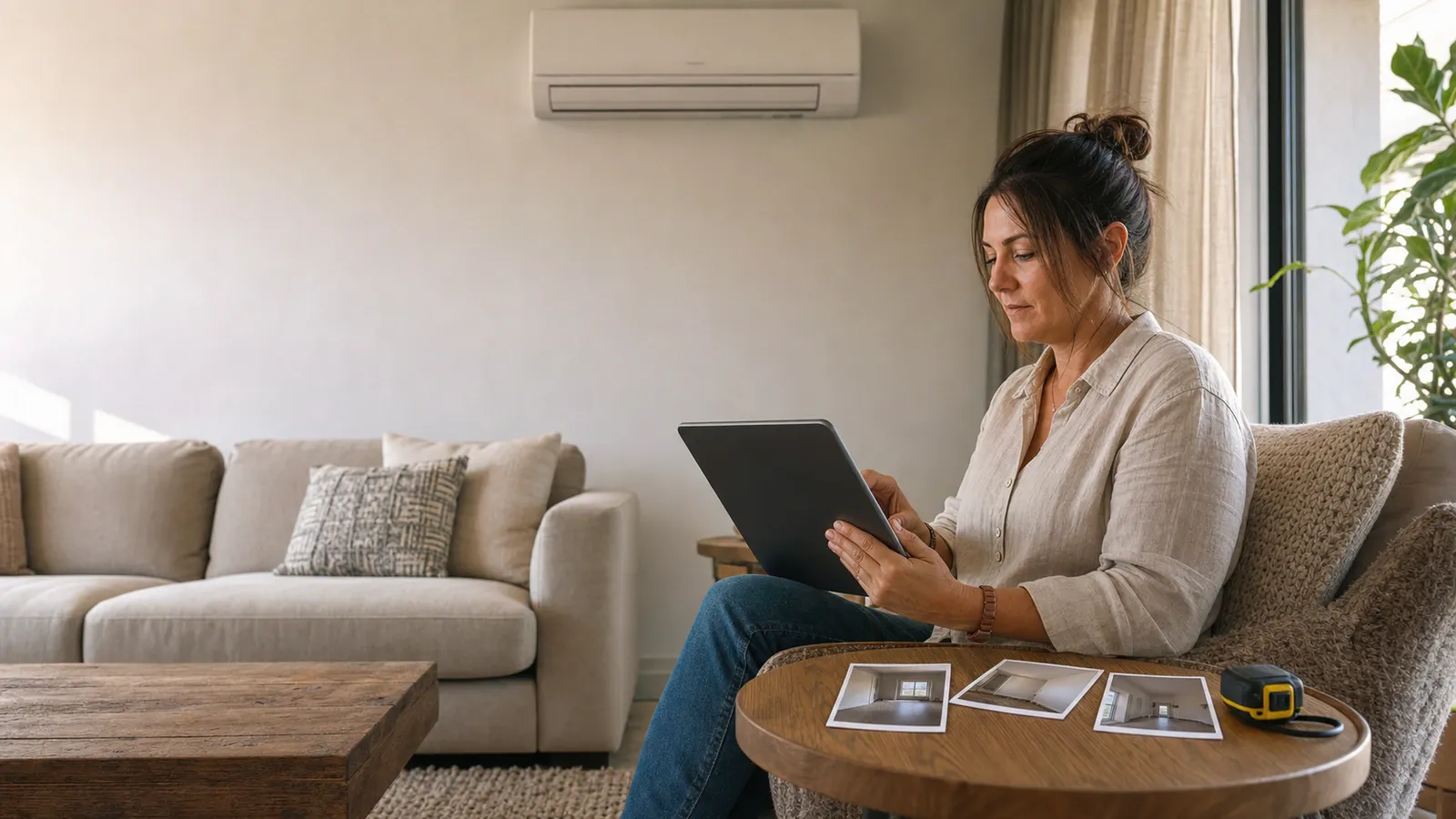 Homeowner submitting room details for independent aircon quotes