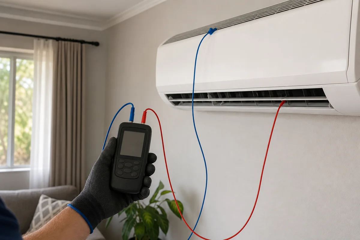 Return and supply air temperature probes checking split-system performance
